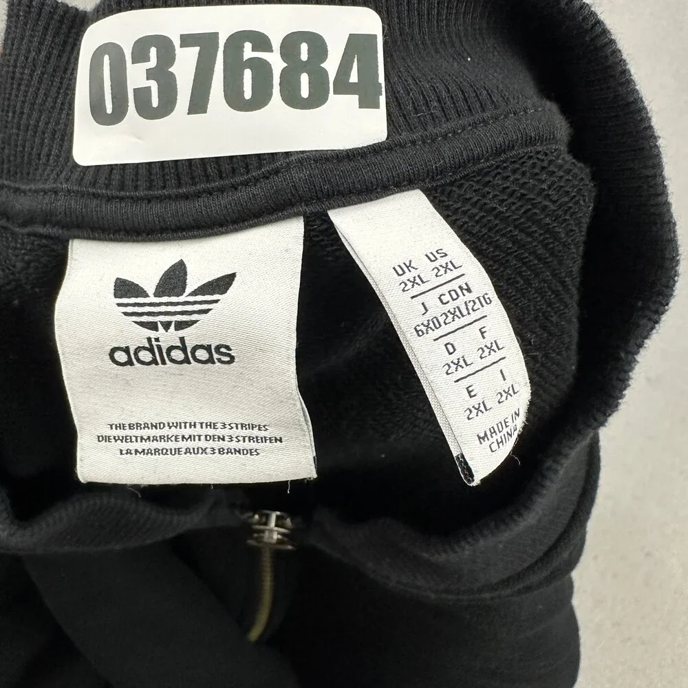 Adidas Track Jacket Men 2XL Black Full Zip Training Pocket Blade Collar XXL